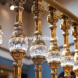 Designer Brass Crystal Railings with Glass CR-2946