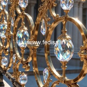 Elegant Brass Crystal Railings with Glass CR-2965
