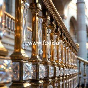 Elegant Brass Crystal Stair Railing Designs CR-3040