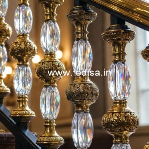 Designer Staircase with Brass Crystal Railing CR-3055