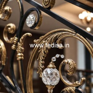 Luxury Staircase Railings with Crystal Brass CR-3107