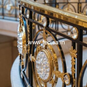 Designer Stair Railings with Brass Crystal CR-3111