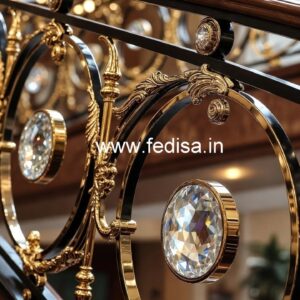 Brass Crystal Railing Design for Luxury Staircase CR-3141
