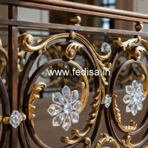 Golden Finish Brass Crystal Stair Railings CR-3152