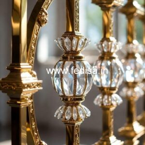 Luxury Staircase with Brass Crystal Railing CR-3157