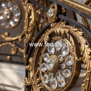 Stylish Brass Crystal Railings with Glass CR-3166