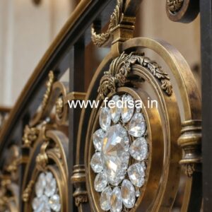 Elegant Stair Railings with Brass Crystal CR-3177