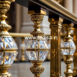 Premium Brass Crystal Railing with Glass CR-3192