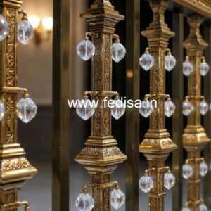 Luxury Brass Crystal Railings with Glass Panels CR-3213