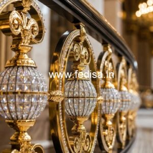 Designer Brass Crystal Railings with Glass CR-3250