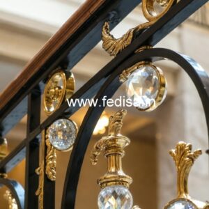 Premium Staircase Brass Crystal Railings CR-3259