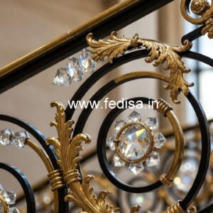 Elegant Brass Crystal Railing Designs for Villas CR-3263