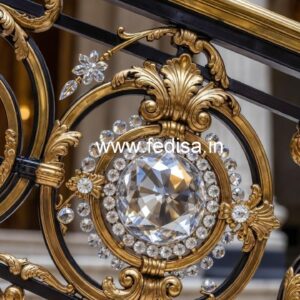 Elegant Brass Crystal Stair Railing Designs CR-3344