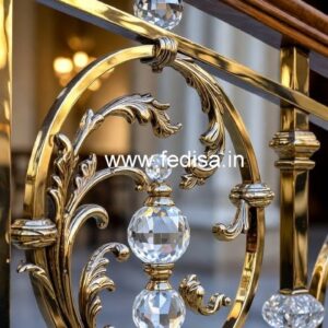Elegant Brass Crystal Stair Railing Designs CR-3346