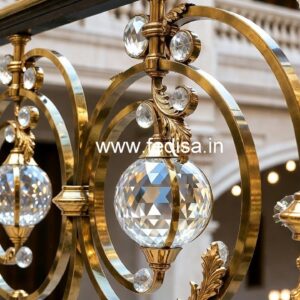 Designer Staircase with Brass Crystal Railing CR-3359