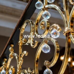 Designer Stair Railings with Brass Crystal CR-3415