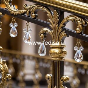 Brass Crystal Railing with Marble Stairs CR-3420