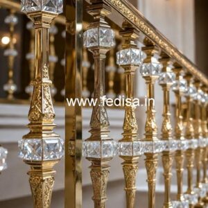 Luxury Brass Crystal Railing with Glass CR-3431