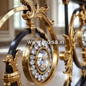 Modern Royal Stair Railings Brass Crystal CR-3442