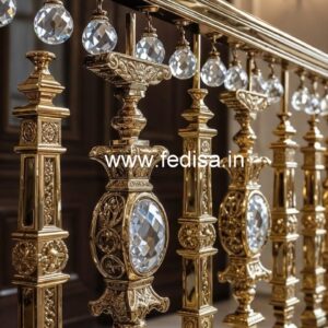 Golden Finish Brass Crystal Stair Railings CR-3456