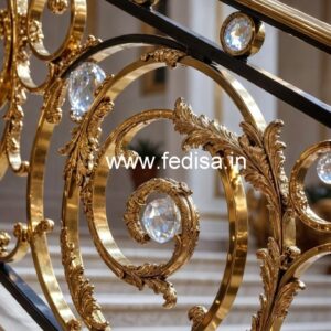 Elegant Stair Railings with Brass Crystal CR-3481
