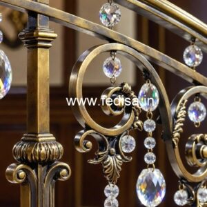 Elegant Brass Crystal Railings with Lighting CR-3488