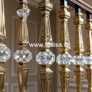 Elegant Brass Crystal Railings for Apartments CR-3501