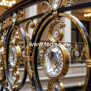 Elegant Brass Crystal Railing Designs for Villas CR-3567