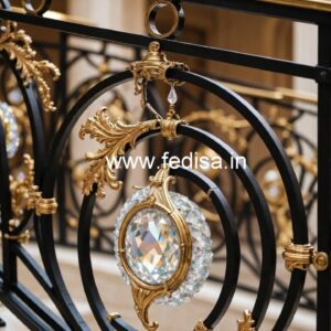 Elegant Brass Crystal Railings with Glass CR-3573