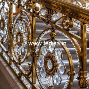 Elegant Brass Crystal Railings for Duplex CR-3578