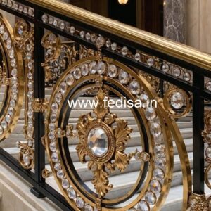 Luxury Staircase Ideas with Brass Crystal Railing CR-3669