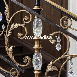Modern Staircase Brass Crystal Designs CR-3691