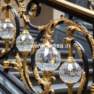 Luxury Staircase Railings with Crystal Brass CR-3715
