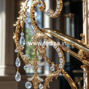 Designer Stair Railings with Brass Crystal CR-3719