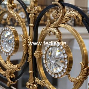 Luxury Home Staircase Brass Crystal Railings CR-3731