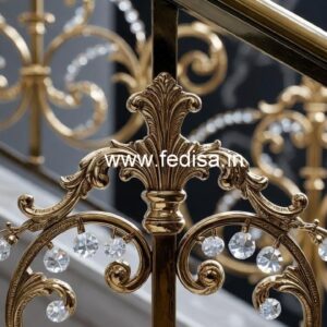 Luxury Staircase with Brass Crystal Railing CR-3765