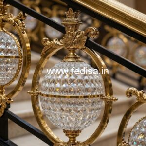 Elegant Stair Railings with Brass Crystal CR-3785