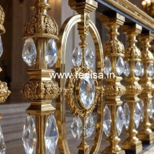 Premium Brass Crystal Railing with Glass CR-3800
