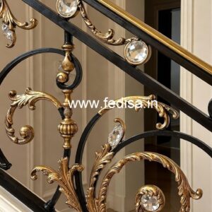 Elegant Brass Crystal Railings for Apartments CR-3805