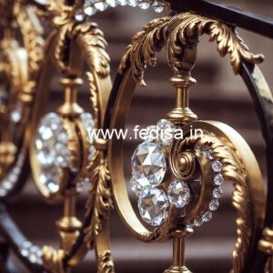 Elegant Brass Crystal Railings with Marble CR-3810