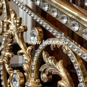 Designer Brass Crystal Railings with Glass CR-3858