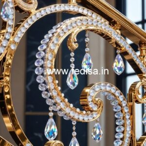 Elegant Brass Crystal Railings with Glass CR-3877