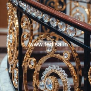 Elegant Staircase Brass Crystal Railings CR-3979