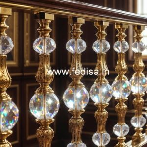 Designer Stair Railings with Brass Crystal CR-4023